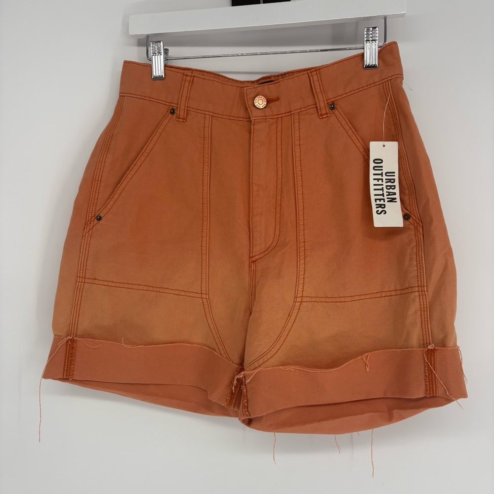Urban Outfitters High Rise Shorts Orange NWT Bermuda Carpenter Shorts